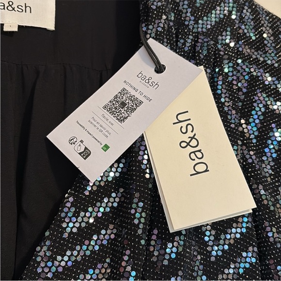 ba&sh Black and Silver Sequin Long Sleeve Dress - Picture 4 of 5